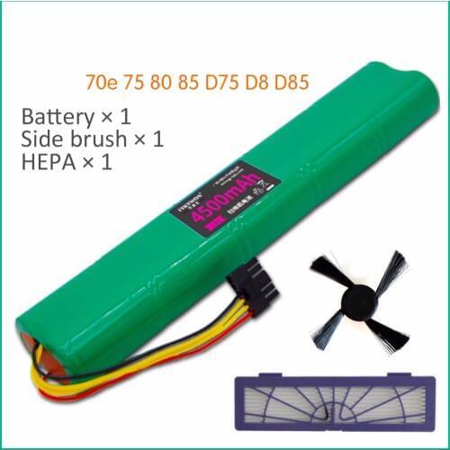 3pcs HEPA Filter+side brush+ Battery 4500mAh 12V Ni-MH Cleaner Battery for Neato BotVac 70e 75 80 85 D75 D85 Vacuum Cleaners