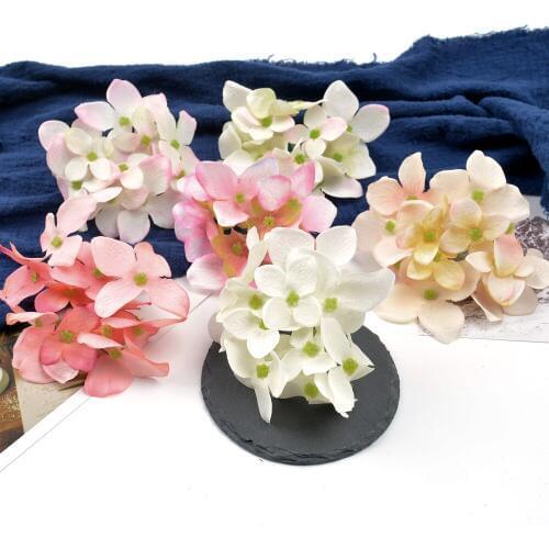 5pcs Artificial Flower Hydrangea For Wedding Home Christmas Party Decoration DIY Desktop Decoration Gift Box Scrapbook