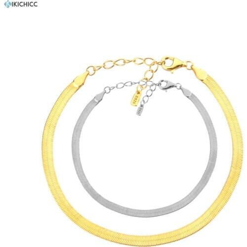 Kikichicc 100% 925 Sterling Silver Gold Genesis Chain Bracelet Bangle Jewelry New 2020 Rock Punk Luxury Fashion Fine jewelry