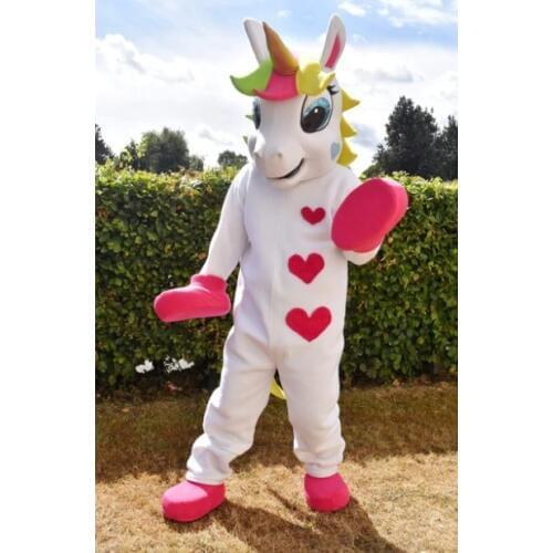 Unicorn mascot costume rainbow Pony magic Adult Mascot Costume for Halloween Purim Party Clothing Fancy Dress