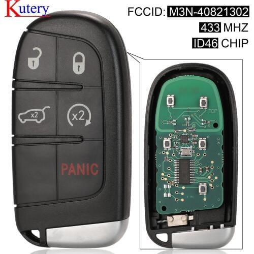 Kutery 433MHz ID46 Chip 5 Buttons Remote Car Key Fob for DODGE/Chrysler/JEEP Grand Cherokee M3N-40821302 M3N40821302