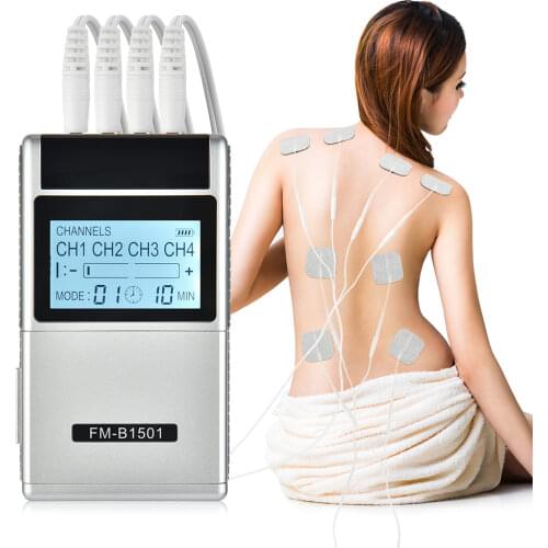15 Mode TENS Therapy Massager 4 Output Electric EMS Nerve Muscle Stimulator Digital Pulse Low Frequency Body Massage Pain Relief