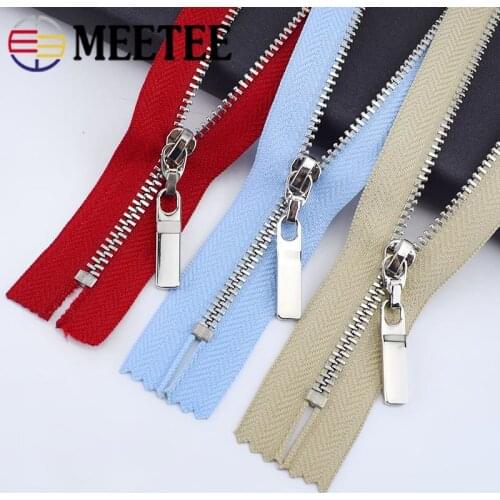 Meetee 5/10pc 3# 15/18/20/25/30cm Metal Zippers Close-end Zip Closure for Clothes Jeans Pocket Zipper Bag Purse Repair Accessory