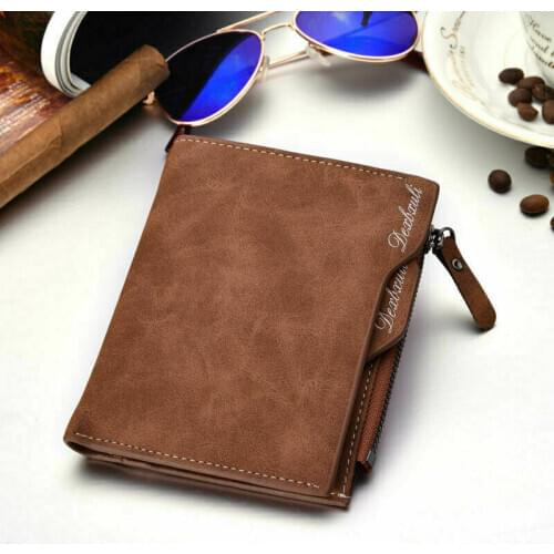 Fashion Men Wallet Business Soft Coins Pocket Credit Card Holder Short Wallet Purse with Zip /BY