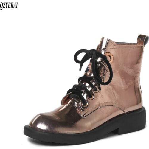 New winter Martin boots Genuine leather women boots Lace-up fashion boots Cow leather boots Womens shoes Size 34-40