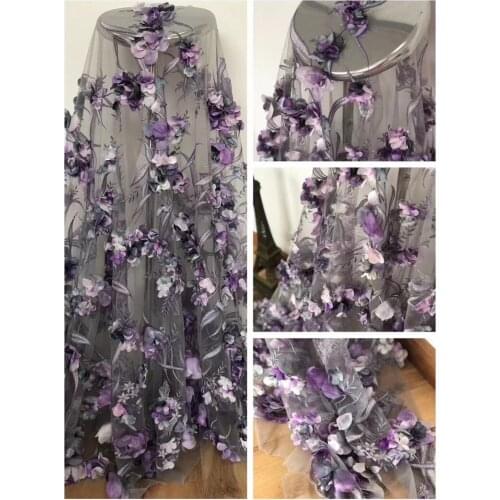 New Design Pretty Flowers 1JRB-2.41503 French Net Lace Fabric Fashionable Embroidered Tulle Style for Party or Show Dress