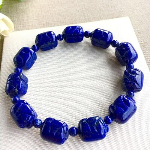 Dropshipping JoursNeige Blue Ore Natural Stone Bracelets Carved Pig Bead Zodiac Bracelets for Men Women Energy Stone Jewelry
