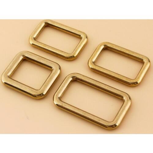 Solid brass square ring buckles cast seamless rectangle rings leather craft bag strap buckle garment belt luggage purse DIY