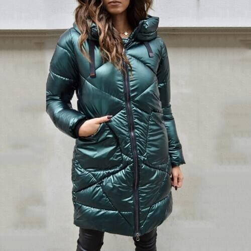 Black Hooded Puffer Coats Women Thick Warm Long Jackets Bubble Parkas Female Zipper Y2K Winter Clothes Pockets Casual Outerwear