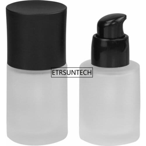 50pcs 30ml Empty Frosted Glass Lotion Pump Bottle With Pump Cap Portable Shampoo Cream Containers F3786