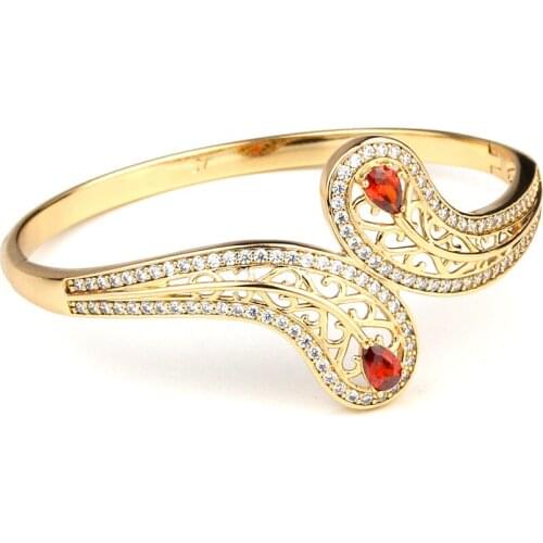 Sunspicems 2021 Morocco Jewelry Gold Color Copper Cuff Bracelet Zircon Bangle For Women Arab Wedding Bijoux Banquet Bridal Gift