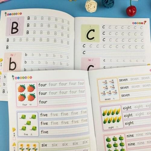 2 Books Preschool English 26 Alphabet Writing English Calligraphy Copybook for Kid Children Exercises Calligraphy Practice Book
