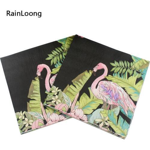 [RainLoong] Flamingo Bird Pineapple Theme Paper Napkin Festive & Party Tissue Napkin decoupage Decoration 33*33cm 1 pack
