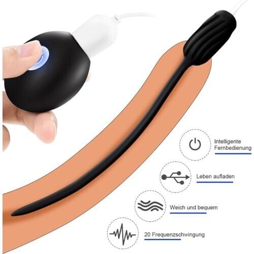 Urethral Vibrator Silicone Catheter Penis Plug Male Masturbator Rethral Stimulation Dilator Adults Sex Toys for Men Gay
