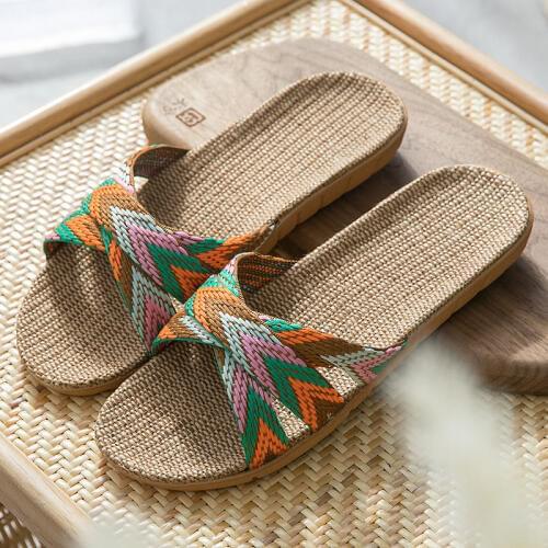 Marlisasa Zapatos Dama Women Cute Light Weight Summer Hemp Home Slippers Lady Casual Sweet Summer Beach Comfort Slippers H6032b