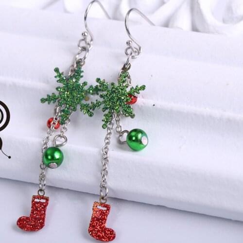Women Drop Earrings Creative High-quality Christmas Tree Snowflake Wreath Gift Fashion Cute Hollowed Out Bell Christmas Snowman