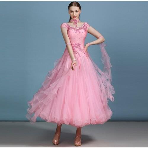 2021 New MY819 Female Latin Dance Dress Women Yarn Puffy Design With Arm Wear Latin Dance Suit Belly Ballroom Performamnce