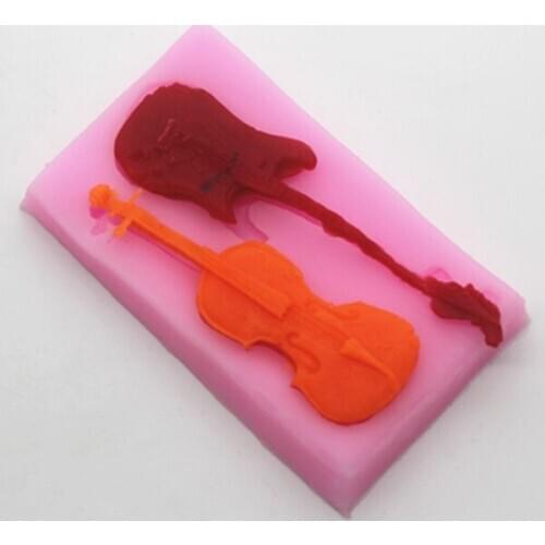 1 pcsP247 Guitar violin modeling flower clay bakery mold chocolate mould