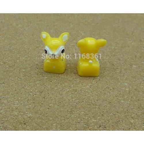 1pcs/lot resin solid lovely yellow deer cartoon 16mm fairy garden gnome moss terrarium decor crafts bonsai home DIY A111-2