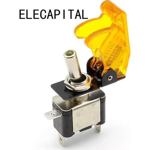 1pcs High Quality Yellow 12V 20A Racing Car Truck Boat Cover LED Push Button Rocker Toggle Switch Control+ dust cover