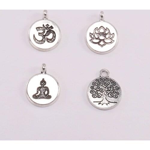10Pcs/lot ZincAlloy Tibetan Plated Yoga OM Buddha Lotus Charm Style Pendants For DIY Bracelet Jewelry Making Finding Accessories