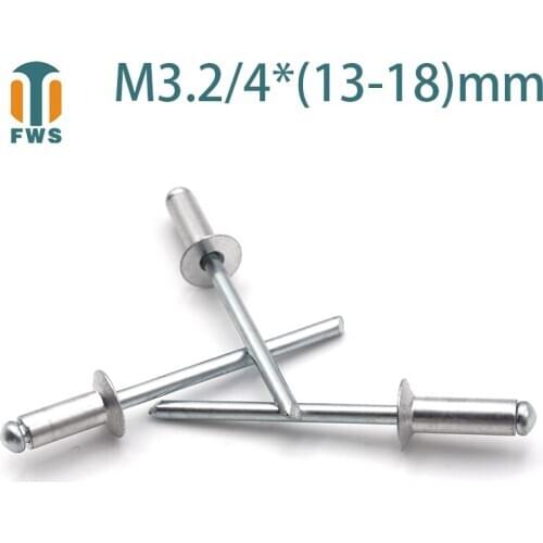 10PCS M3.2M4 Multi Size Aluminium Open End Countersunk Head Break Mandrel Blind Rivet Nail Pop Rivets for Furniture Car Aircraft