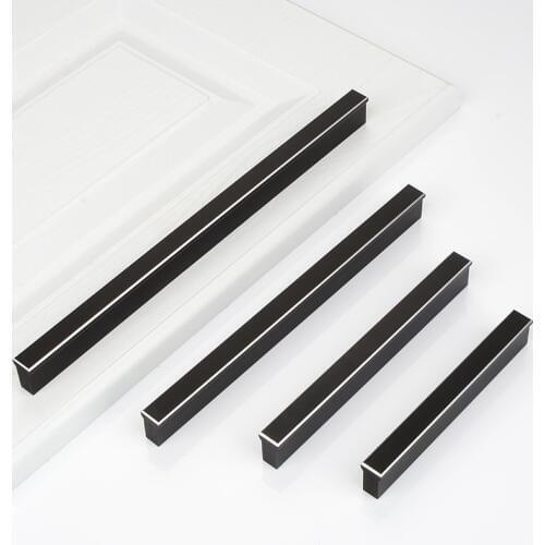 Elegant Black 10PCS European Plus Length Cabinet Door Handles Cupboard Wardrobe Drawer TV Cabinet Pulls Handles & Knobs