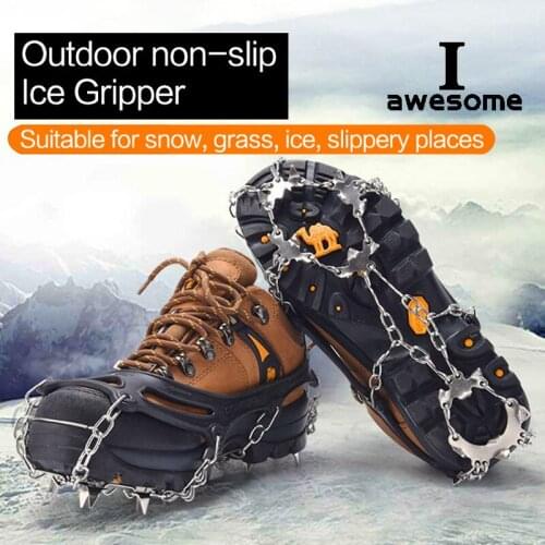 19 Teeth Steel Ice Gripper Spike for Shoes Anti-Slip Anti-Skid Non-slip Covers Snow Crampons Cleats Grips Climbing Shoe Boots