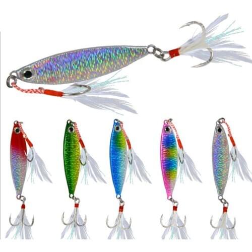 20g/15g/10g Laser Jigging Vib Lead 3D Eyes Metal Jig Slow Jigging/Trolling Metal Spoon Sea Fishing Lure Treble Hooks