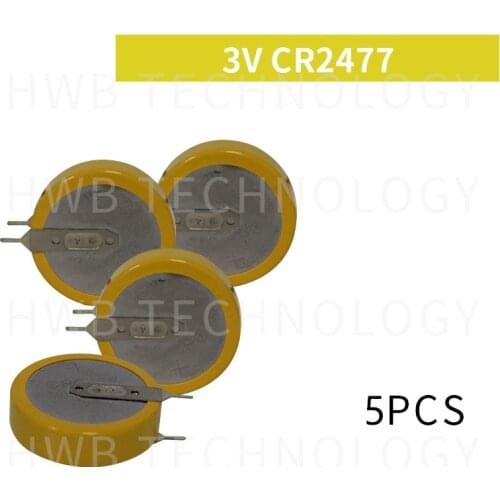 5PCS/lot 3V CR2477 950mAh welding foot vertical card with button batteries Feet exposed 4MM personnel positioning Free shipping
