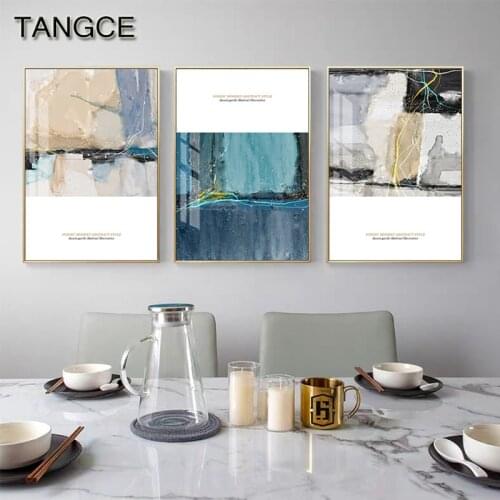 Abstract Blue Grey Wall Art Nordic Color Art Poster Print Upscale Canvas Painting for Living Room Bedroom Entrance Decoration