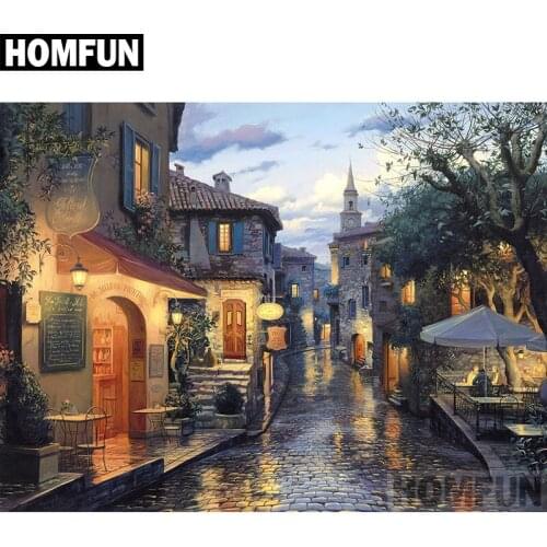 HOMFUN Full Square/Round Drill 5D DIY Diamond Painting "Town landscape" Embroidery Cross Stitch 5D Home Decor Gift A02392