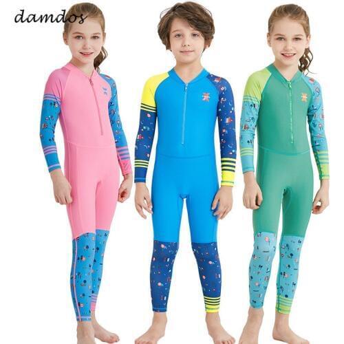 Bikini 2019 Children One Piece Suit Boys Girls Swimsuit UPF50+ UV Protected Kids Swimwear Beach Dress Jellyfish Bath Diving Suit