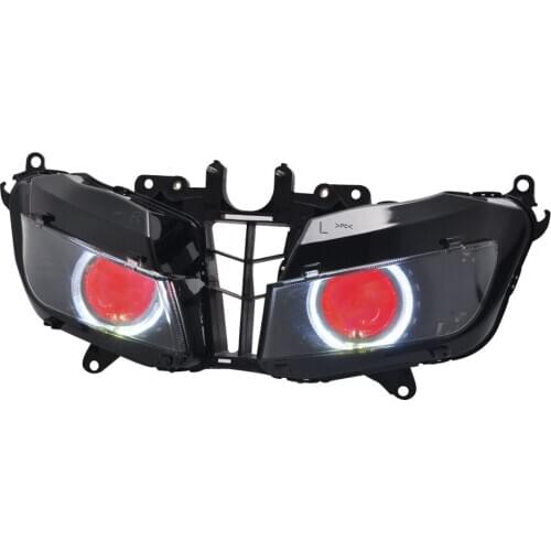Motorcycle HID Bi-Xenon Projector Conversion Headlight Assembly White Angel Red Demon Eyes Head Lamp For Honda CBR600RR 13-18