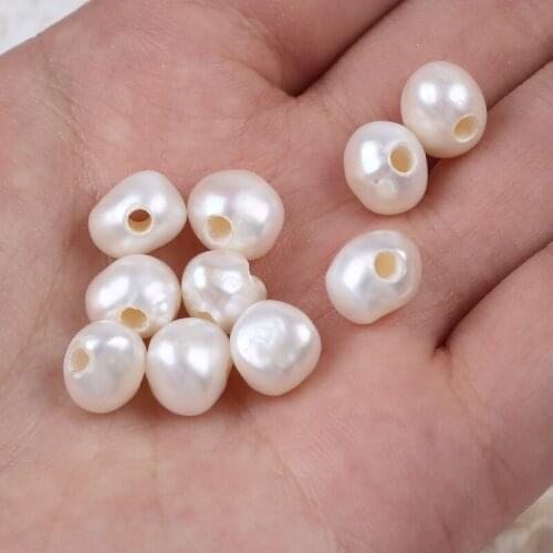 Big Hole Size Baroque Pearl Loose Bead Natural White Color DIY Materials For Thick Rope Bracelets