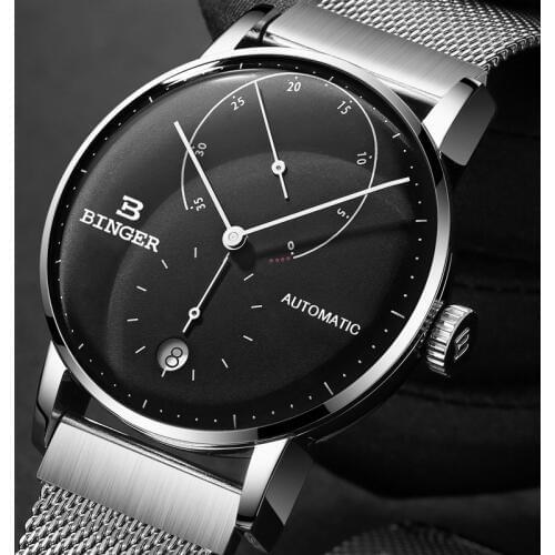42mm Switzerland BINGER Men Watch Casual Brand Automatic Mechanical Mens Watches Male Japan Movement relogio masculino B-1187G-3