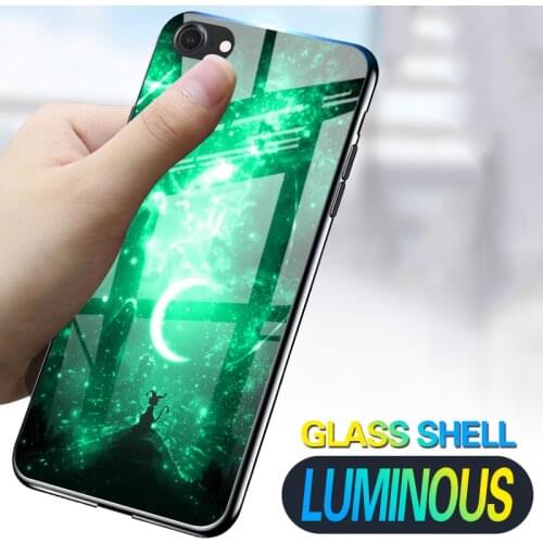 Luminous Phone Case For iPhone 7 8 6 6s Plus X 10 Creative Space Night Shine Glass Case For iPhone 11 XS XR MAX Back Cover Shell
