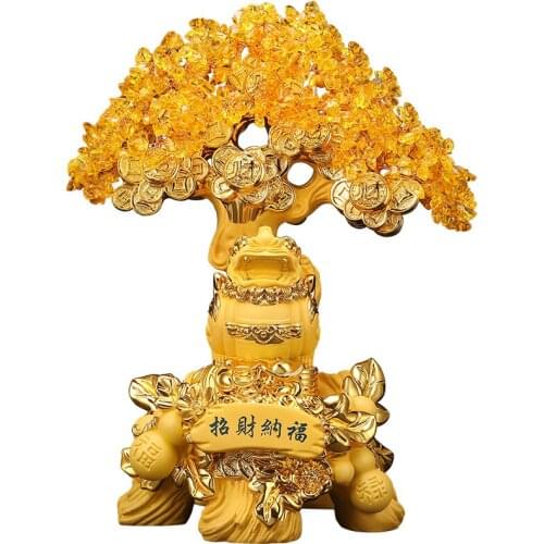 Wen Cai God Money Tree Decoration Shop Cashier Lucky Home Decoration Opening Gifts Living Room Desktop Figurines Miniatures