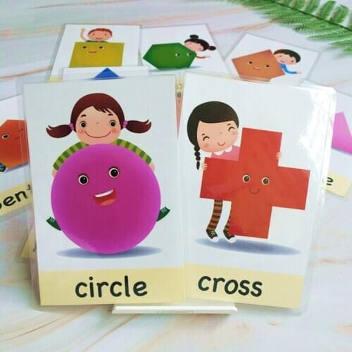 12pcs English Shape Flash Card For Kid Learning Word Cards Circle Square Baby Early Education Toys Memory Game