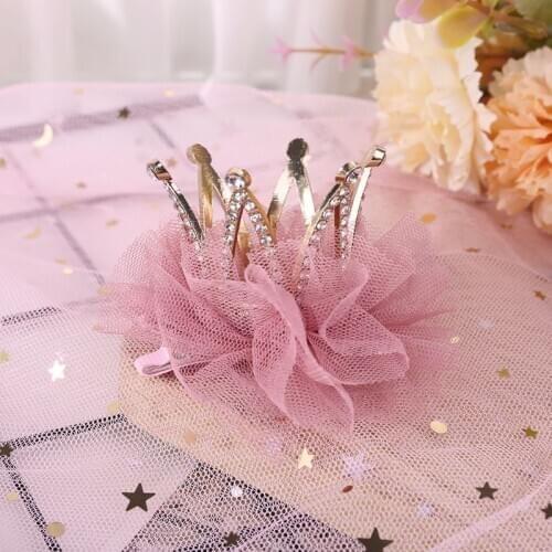 Children Kidds Girl Princess Rhinestone Crystal Lace Crown Hairpin Clip New Style Gift Decoration Accessory 57BF