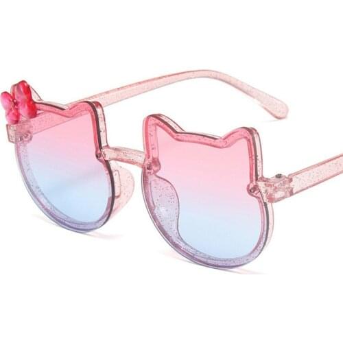 Kids Sunglasses Girls Boys Shiny Bowknot Sun Glasses Lovely Cat Children Eyewear Fashion Gradient Eyeglasses UV400