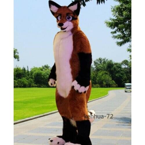 Long Fur Husky Dog Fox Mascot Costume Fursuit Halloween Cosplay Furry Suits Party Game Cartoon Dress Outfits Carnival Halloween