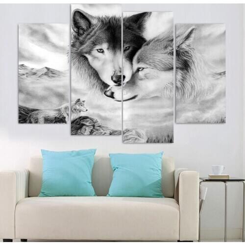 HD Printed Modern Canvas Painting Living Room Pictures 4 Pcs Pessimisti Wolf Skinny Picture Wall Art Modular Poster Home Decor