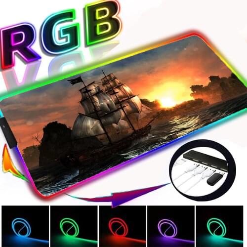 Ship Animation RGB with 4 Ports USB Mouse Pad LED Light Notebook Computer HUB Large Gaming Accessories Office Keyboard Desk Mat