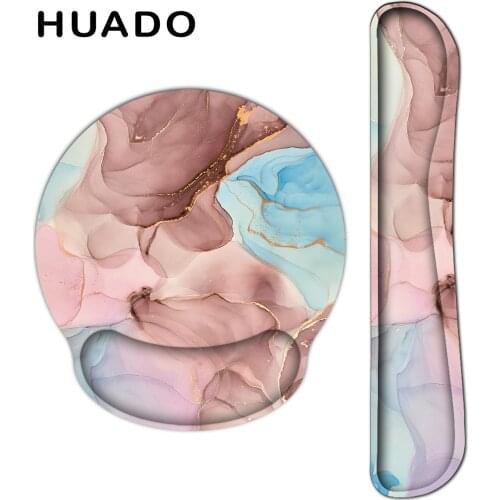 Marble Grain Mouse Pad with Wrist Rest Soft Comfort Ergonomic Rubber Base Keyboard Pad for Office/Work/Gamer