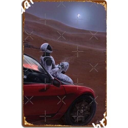 Red Car On The Red Planet Poster Metal Plaque Painting Décor Cinema Retro Wall Pub Tin Sign Poster