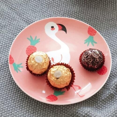 Creative bone porcelain dish flamingos dinner plate Dessert fruit tray cake plate summer European Ameraica style living