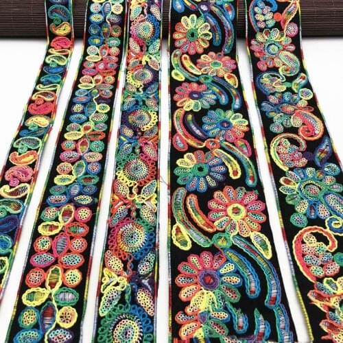 1 Yards Sequins Embroideried Lace Trims Ribbon Ethnic Webbing Tapes for Clothes Shoes Decor DIY Sewing Jacquard Applique Decor