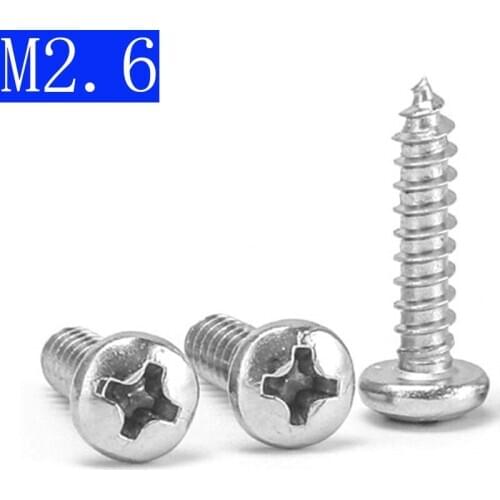 M2.6 304 Stainless Steel Phillips Cross Recessed PAN Head Self Tapping Screws DIN 7981