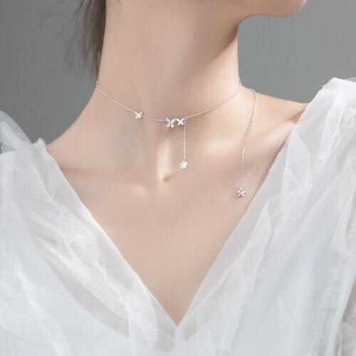 MIQIAO Butterfly Necklace Women Pendant Choker Jewelry Of Silver Fashion Jewellery Female Ornaments Clavicle Chain 925 Sterling